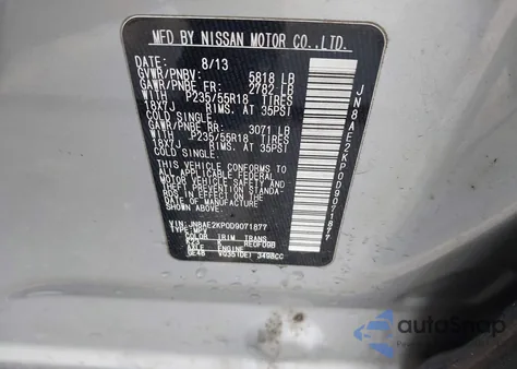 2013 Nissan Quest Le из США, поврежденный, VIN JN8AE2KP0D9071877